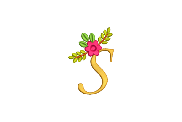 Cute S Letter Embroidery Design, 3 Sizes