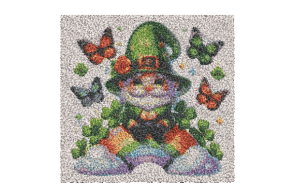 Gnome Patricks Day Butterfly Embroidery